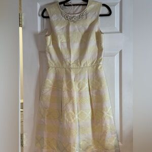 #22….Maggy London Yellow and Cream Embellished Dress